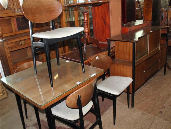 1950s dining suite table, chairs and sideboard